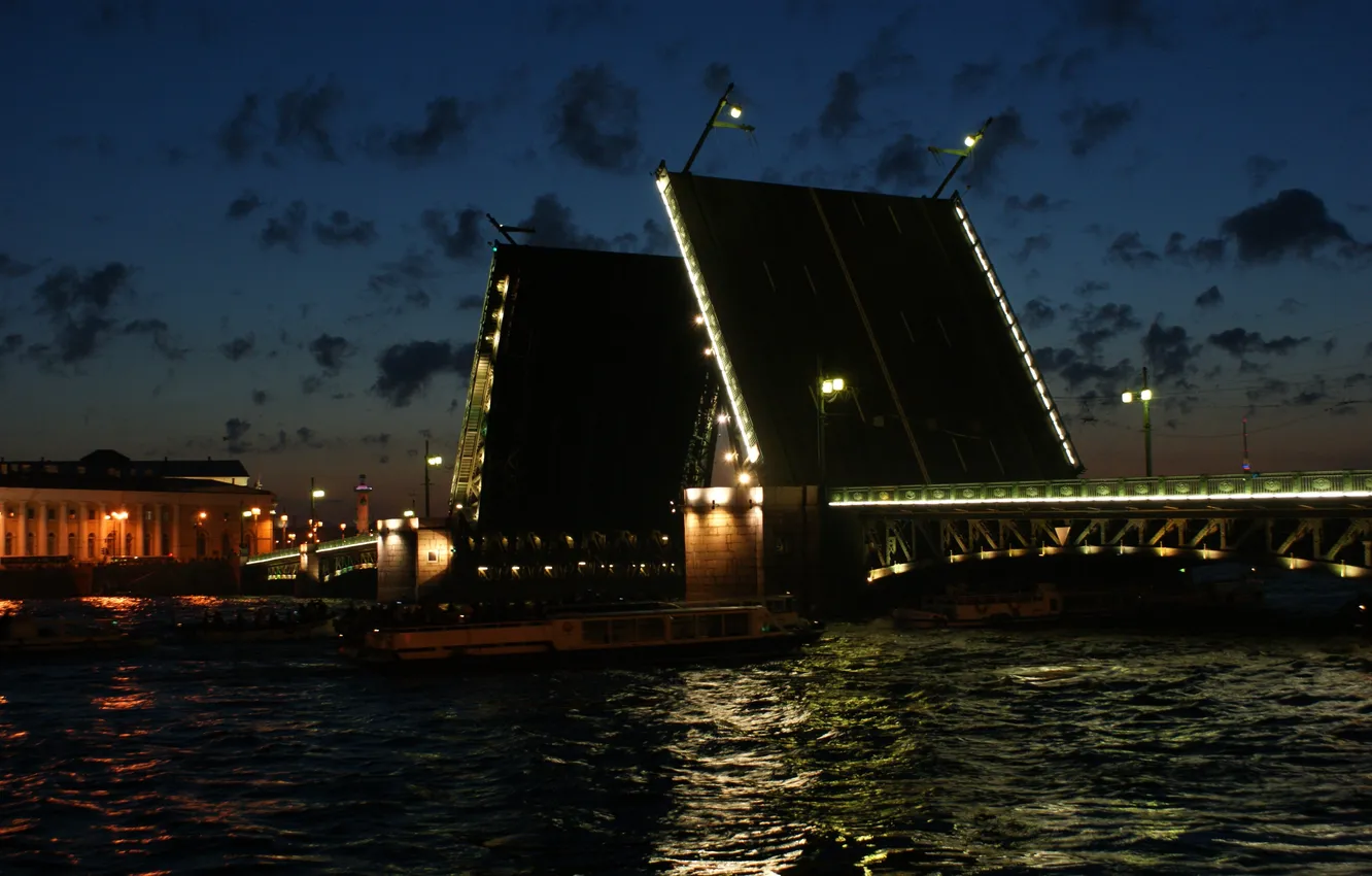 Photo wallpaper Saint Petersburg, drawbridge, Neva