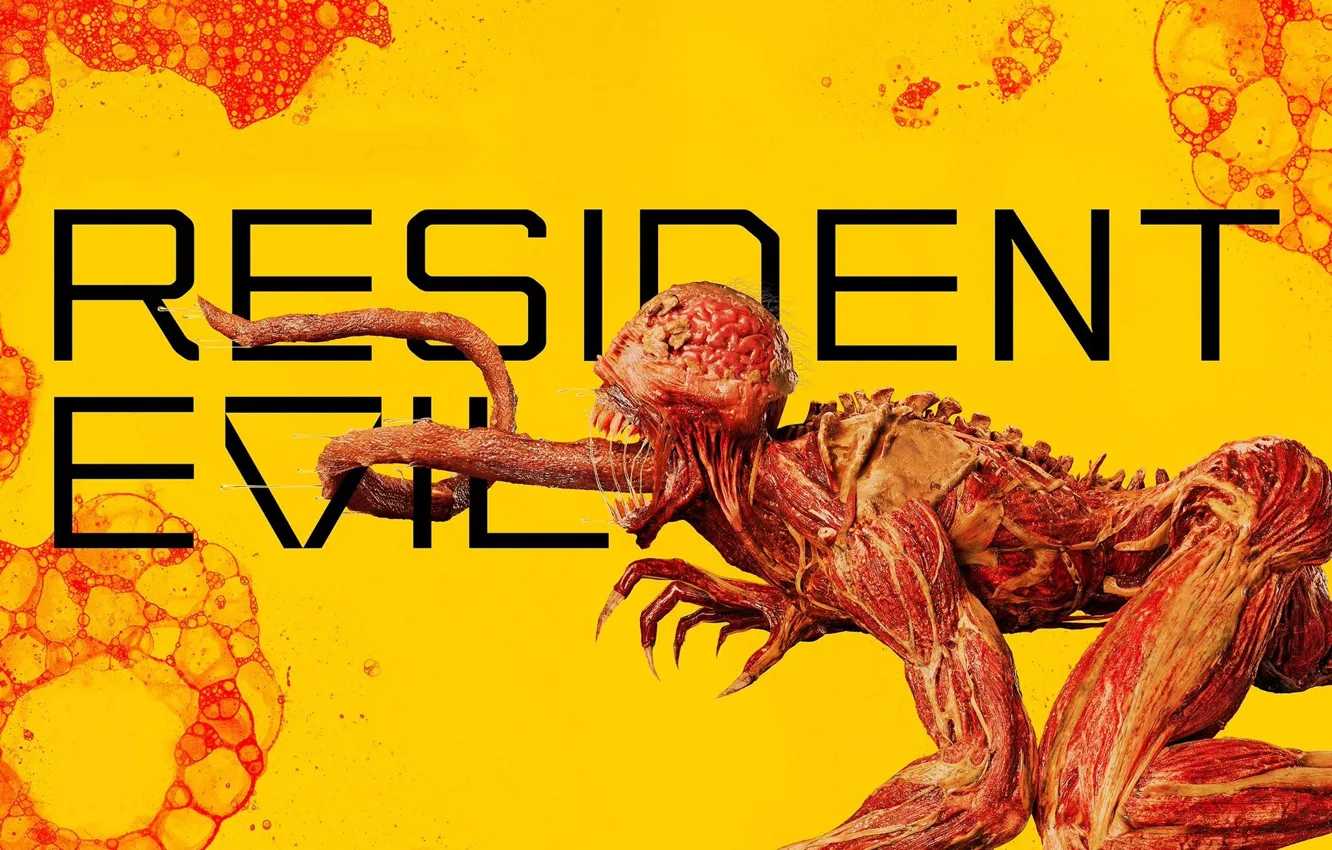 Photo wallpaper monster, weapon, Resident Evil, muscles, series, 2002, brain, Biohazard