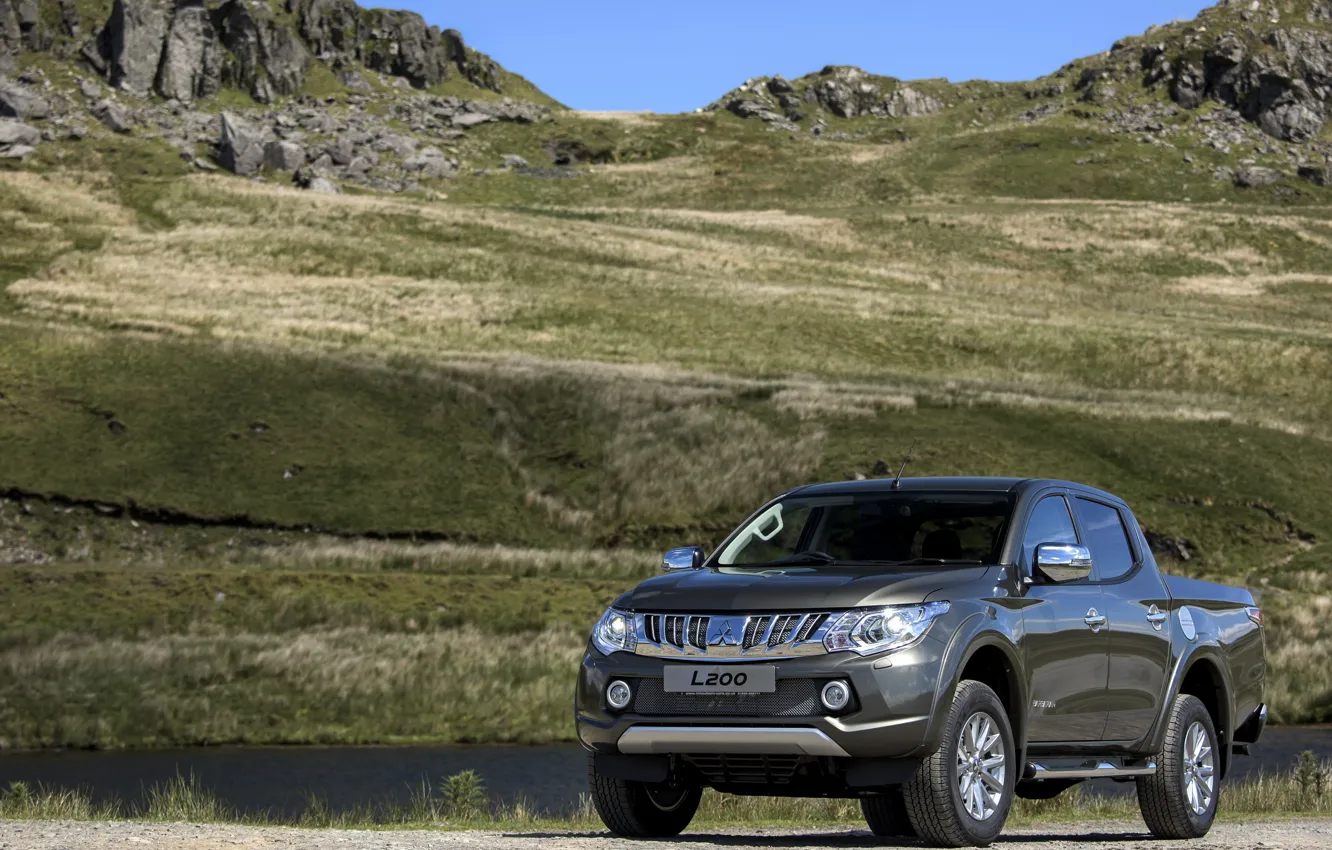 Photo wallpaper vegetation, mountain, Parking, Mitsubishi, pickup, L200, 2015