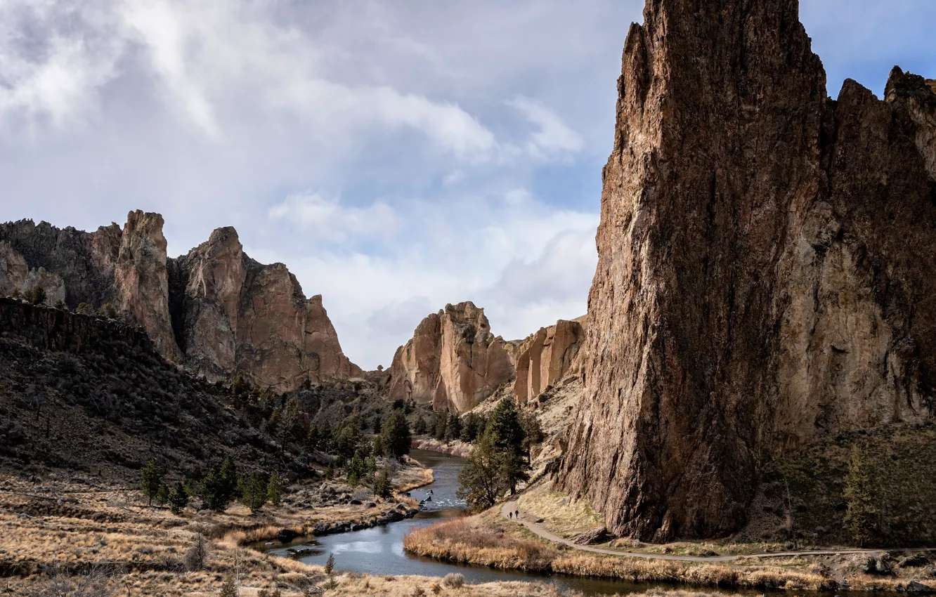 Photo wallpaper river, nature, Central Oregon, Smith Rock