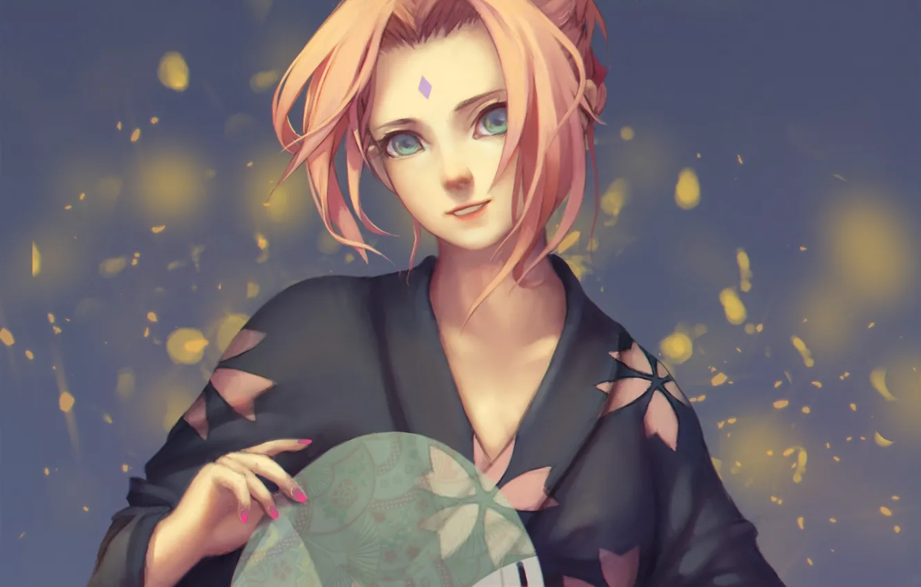 Photo wallpaper girl, anime, fan, art, yukata, naruto, haruno sakura, daishiro