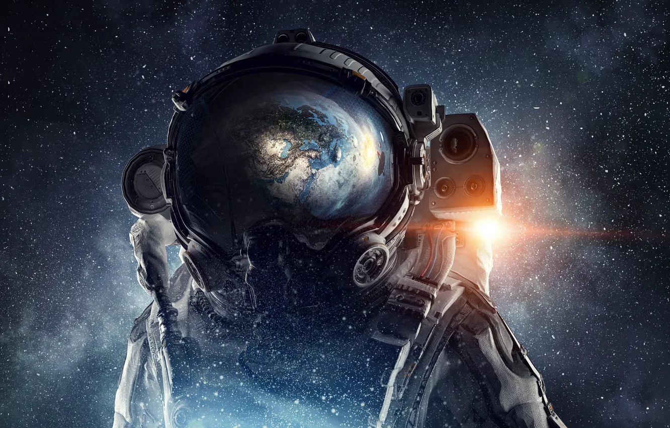 Photo wallpaper space, stars, galaxy, astronaut