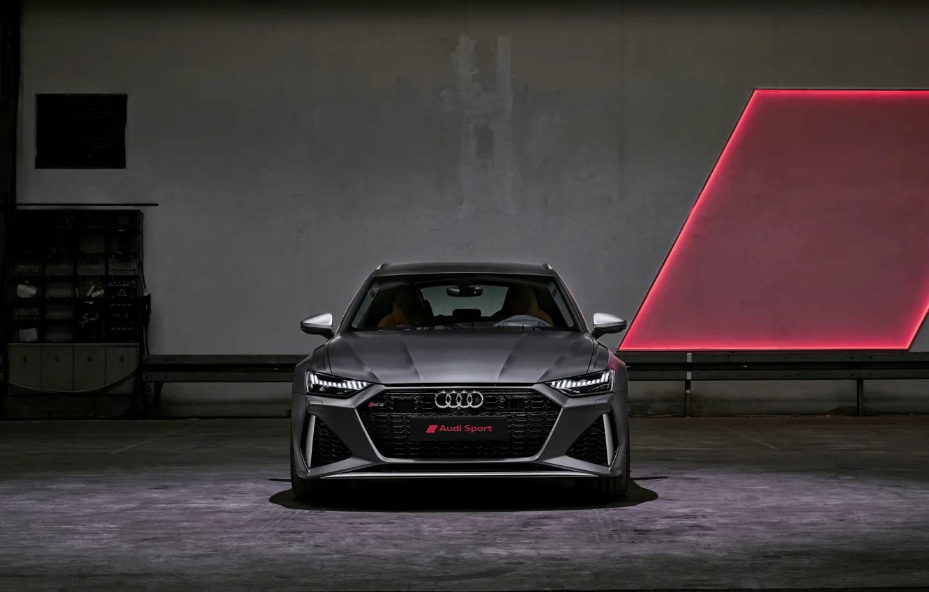 Photo wallpaper Audi, front view, universal, RS 6, 2020, 2019, dark gray, V8 Twin-Turbo