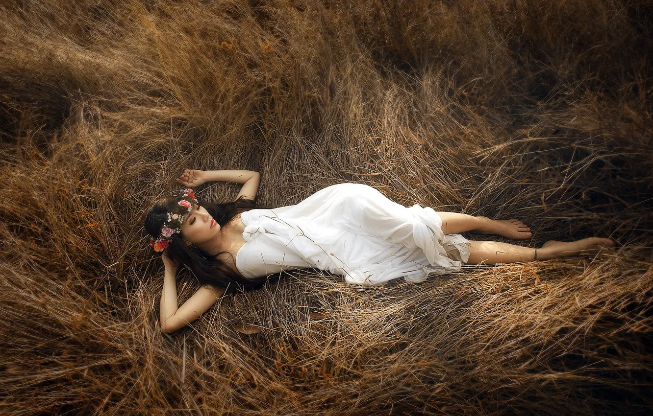 Photo wallpaper field, summer, girl