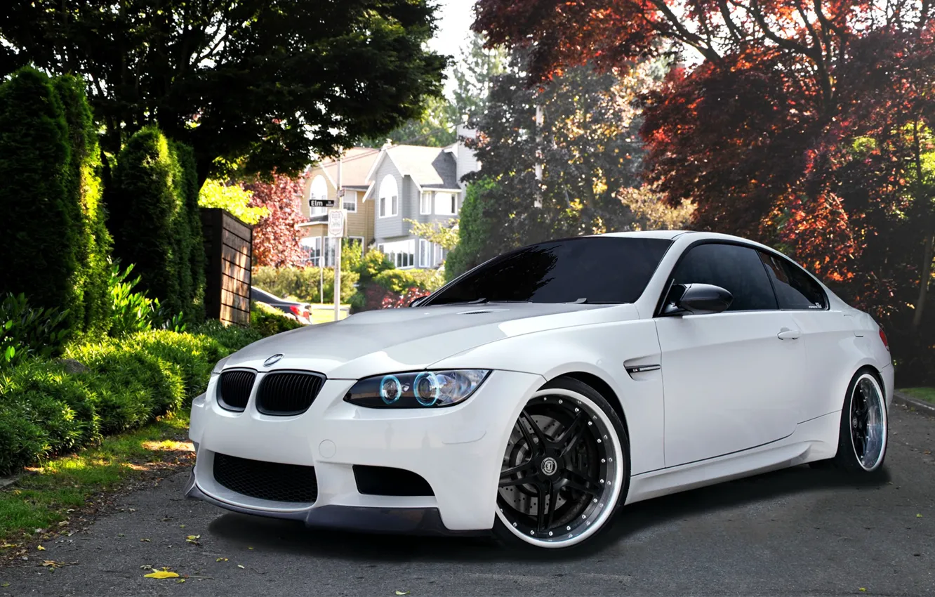 Photo wallpaper White, sports car, BMW M3, BMW m3