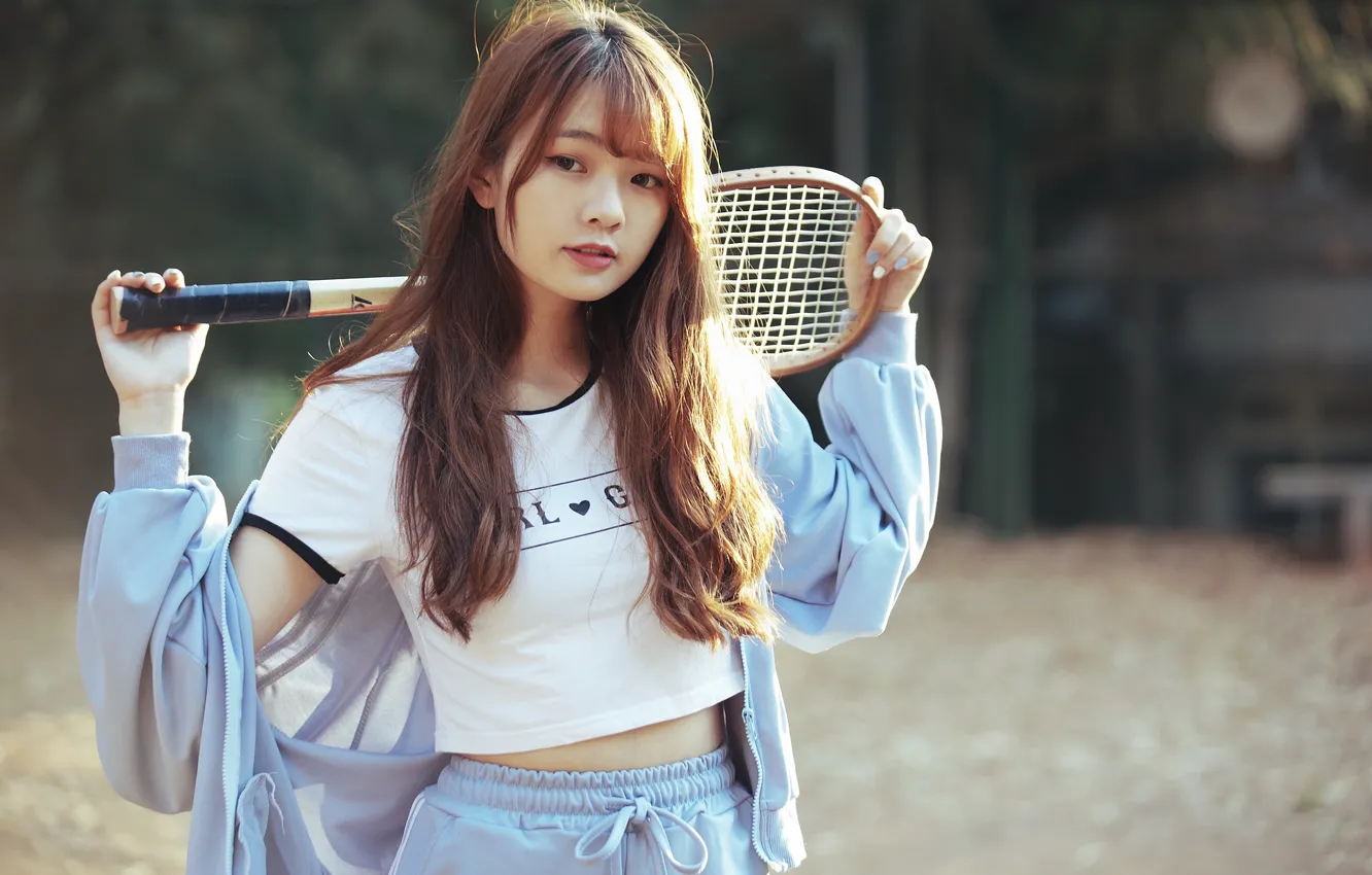 Photo wallpaper summer, girl, model, racket, Asian