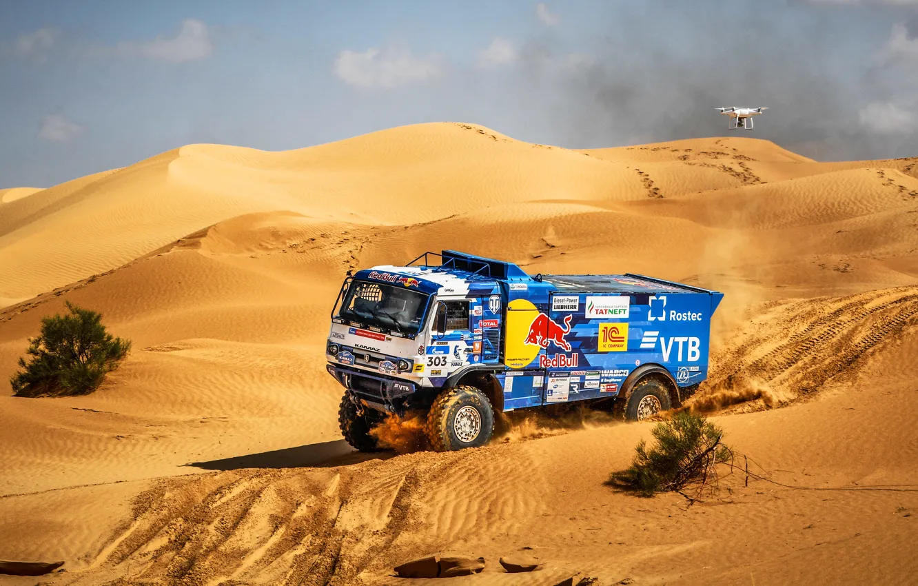 Photo wallpaper sand, machine, race, sport, dunes, Truck, Master, Russia