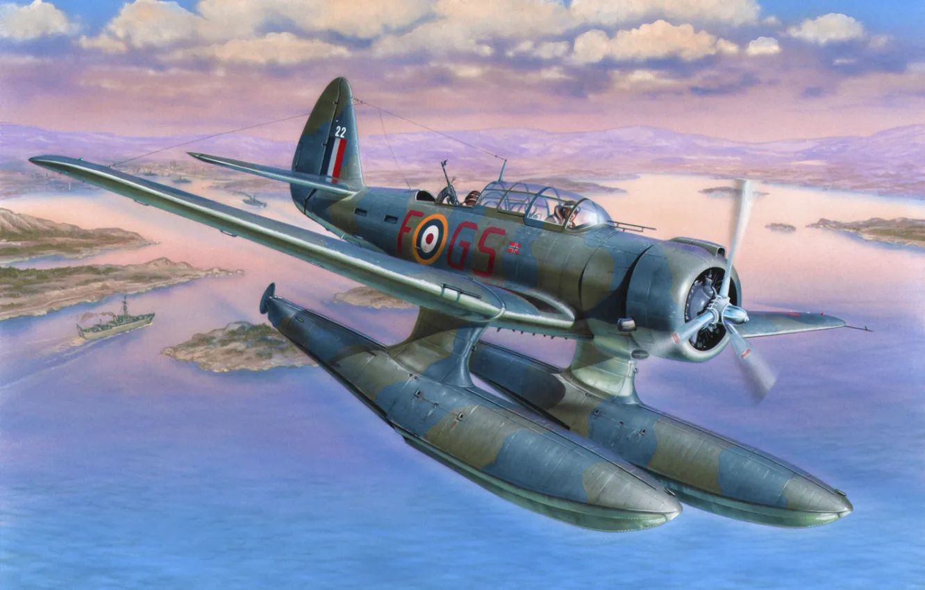 Photo wallpaper art, airplane, painting, aviation, Northrop N-3B