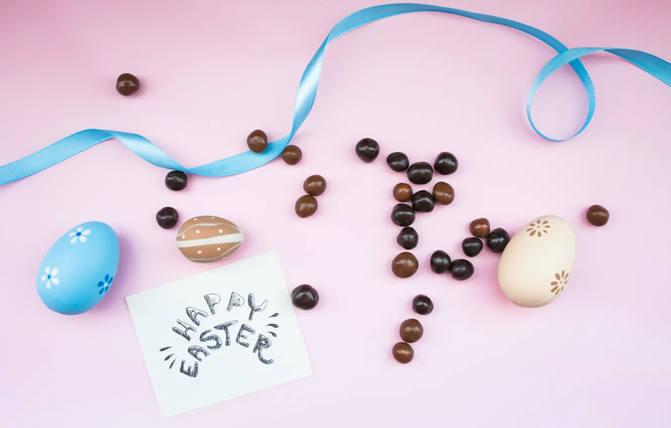 Photo wallpaper holiday, eggs, Easter, tape, chocolates, open