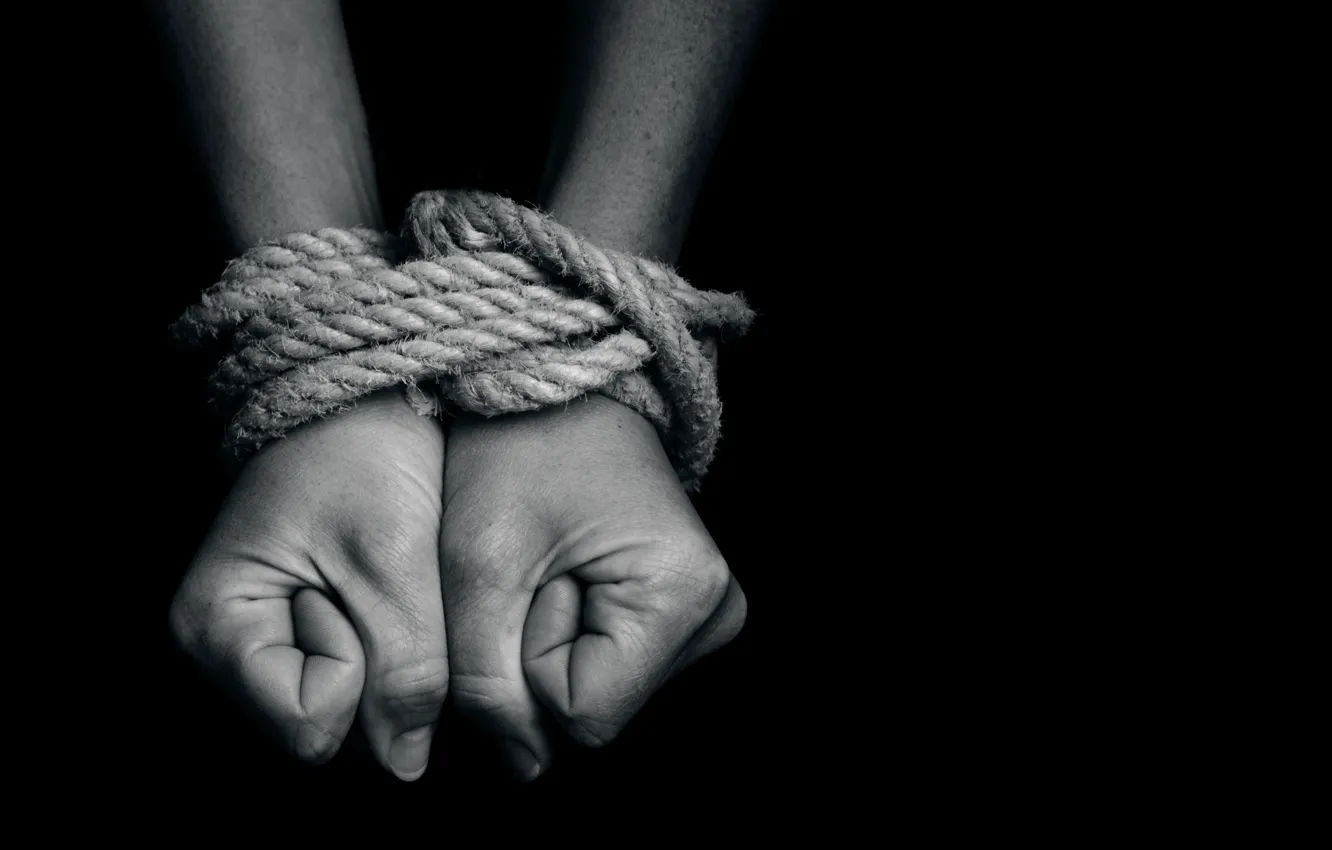 Photo wallpaper hands, rope, bondage
