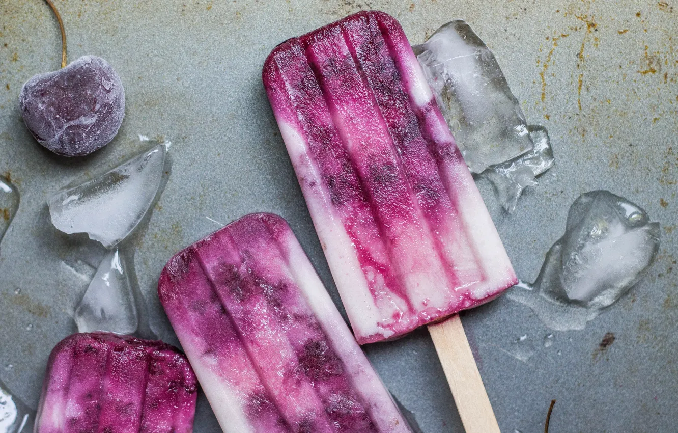Photo wallpaper ice, cherry, food, ice cream