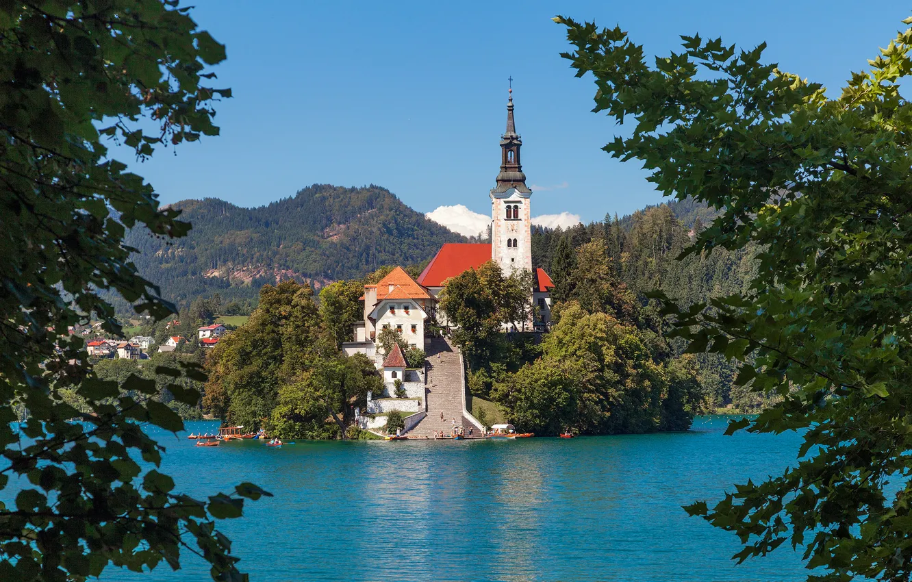 Photo wallpaper island, Slovenia, Lake Bled, Slovenia, Lake bled, Bled, Assumption of Mary Pilgrimage Church, Bled