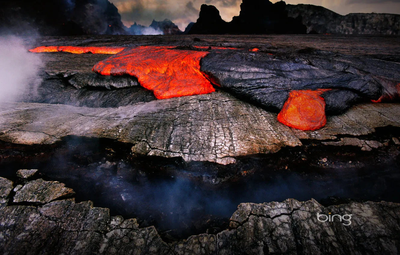 Photo wallpaper nature, Hawaii, lava, Bing