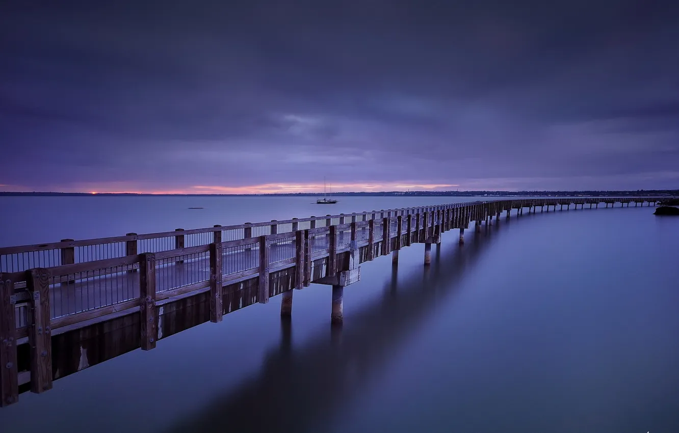Photo wallpaper landscape, night, bridge