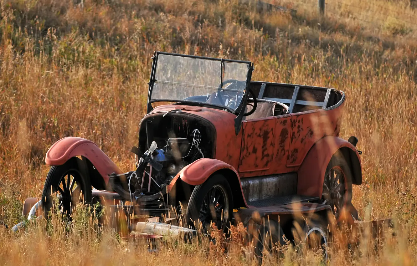 Photo wallpaper machine, grass, retro, engine, the skeleton, dry