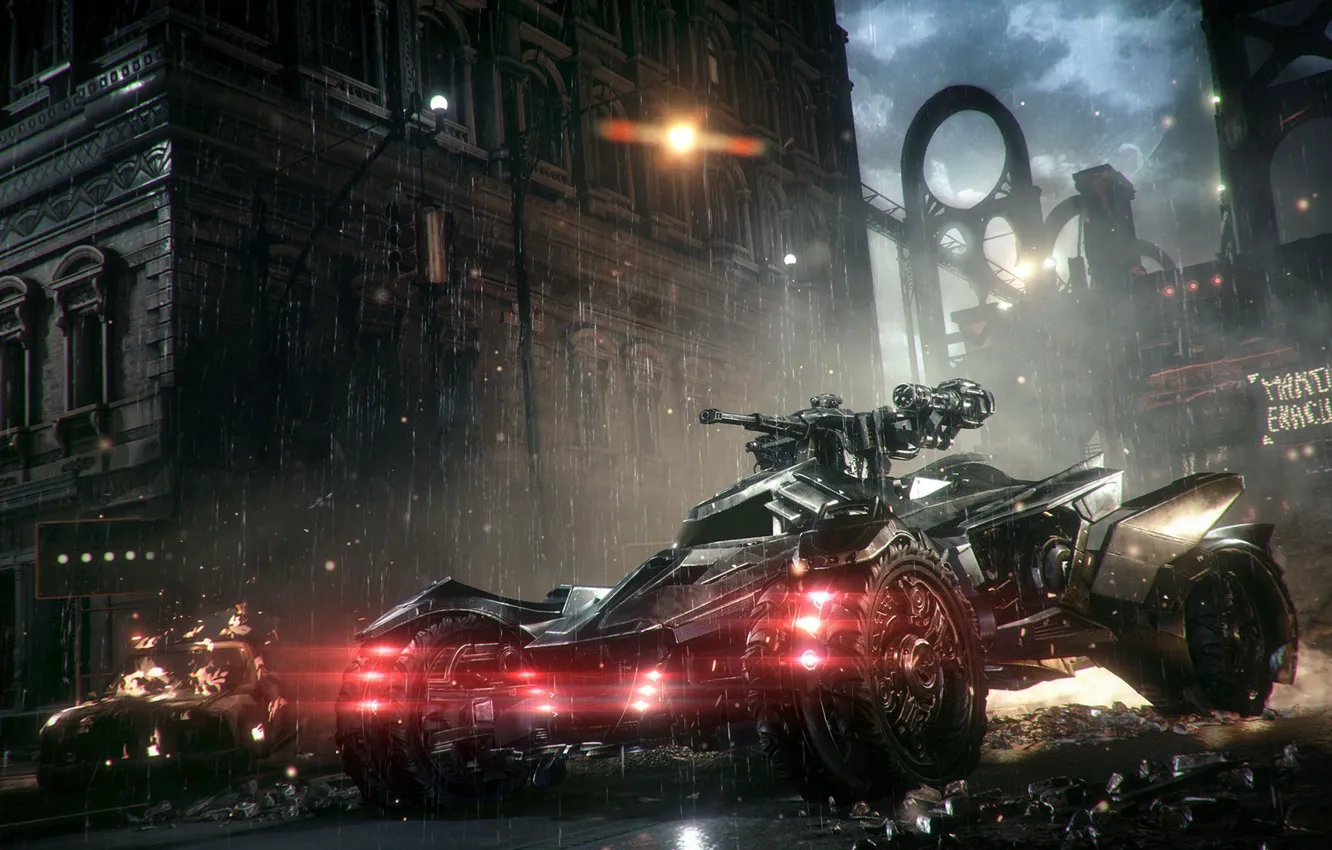 Photo wallpaper Batman, Batmobile, bettman, Arkham Knight