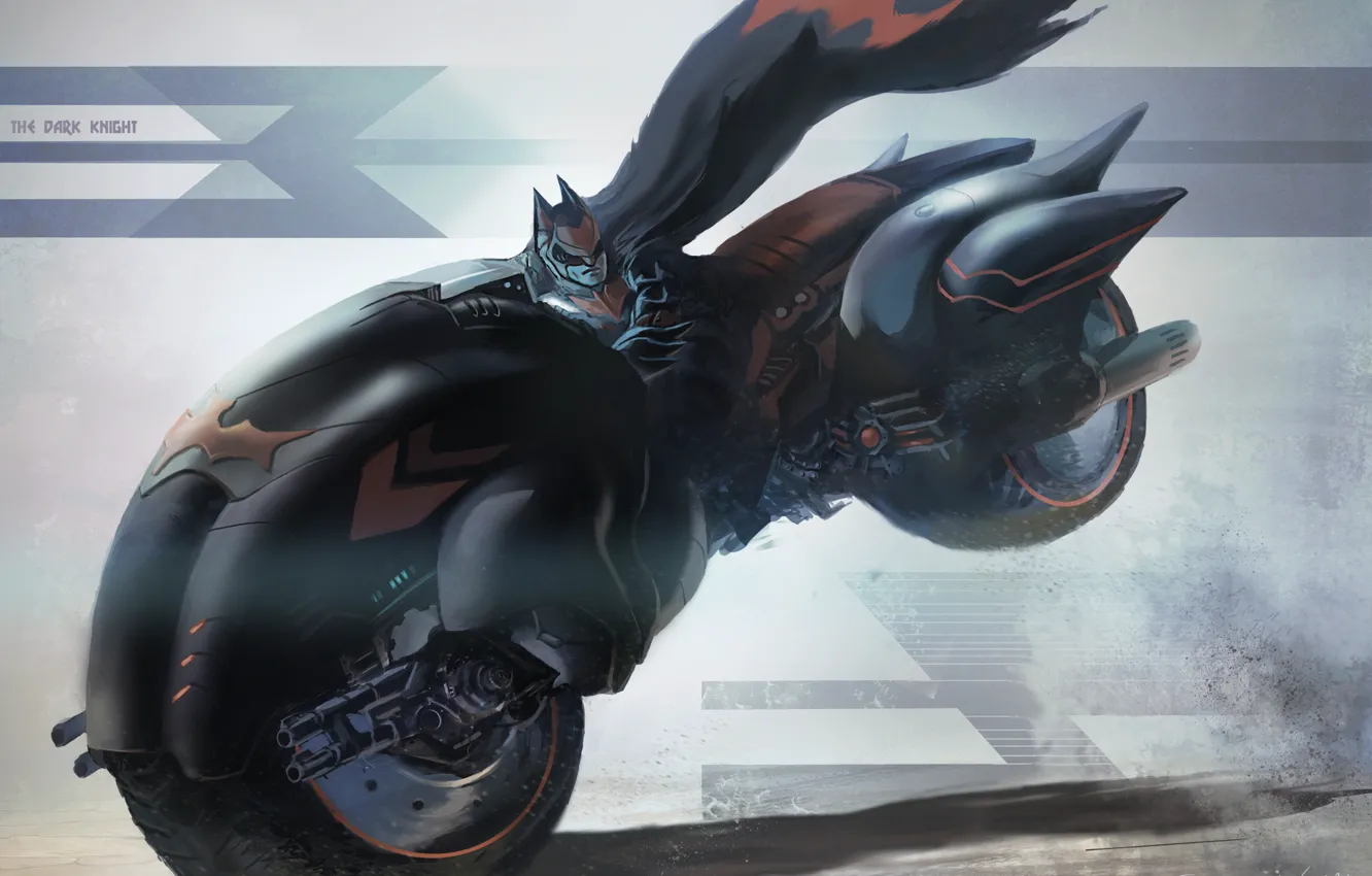 Photo wallpaper speed, bike, Batman, simple background