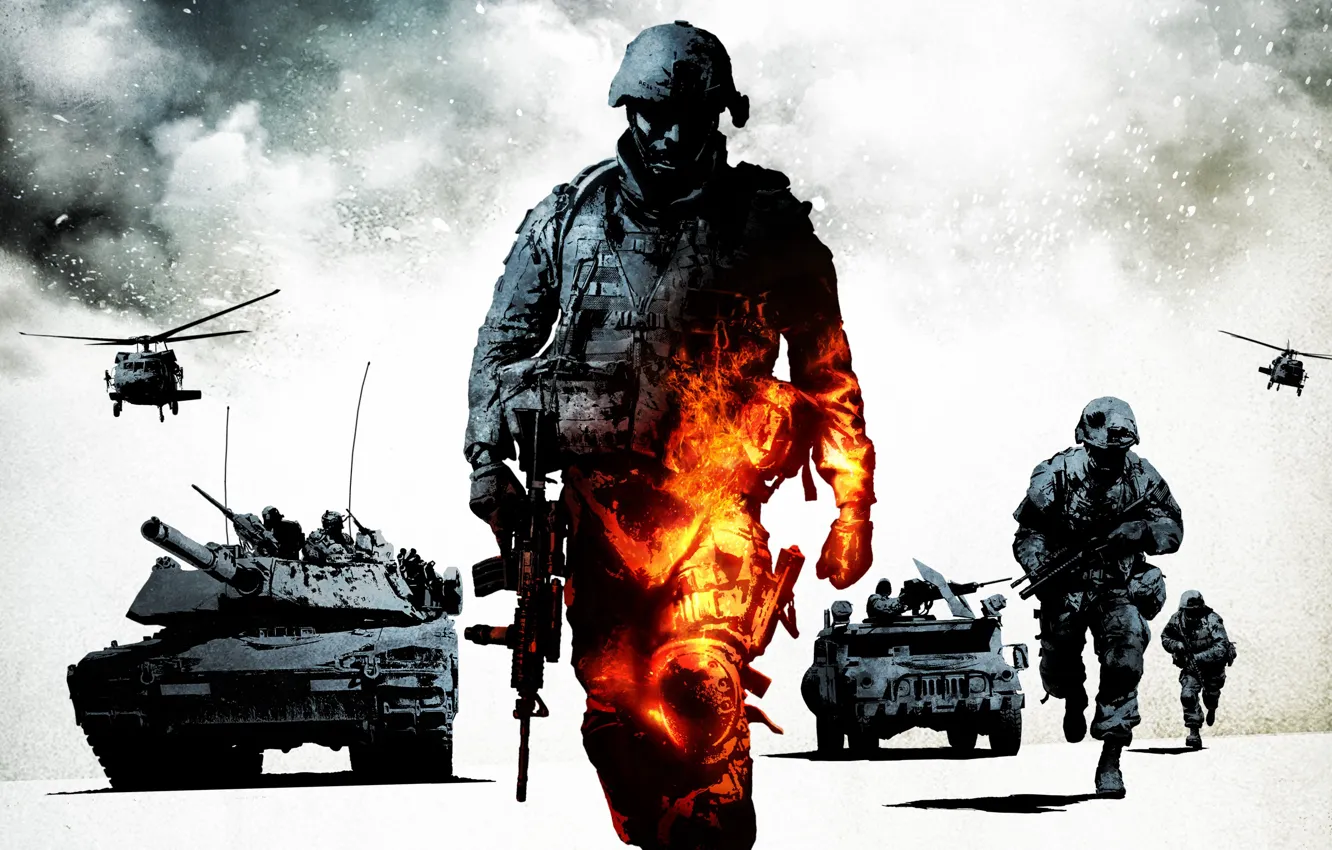 Photo wallpaper weapons, war, army, technique, soldiers, battlefield, bad company