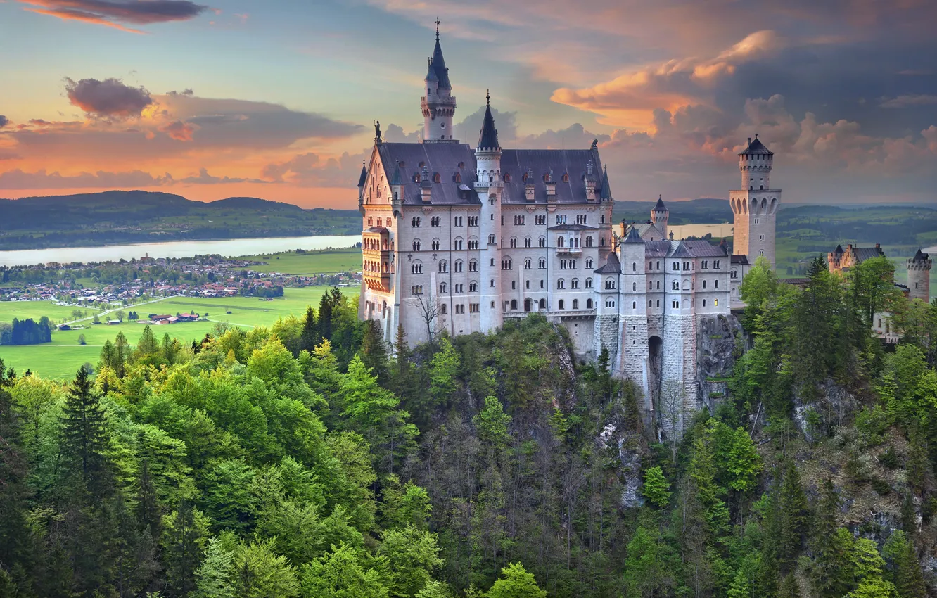 Photo wallpaper spring, Germany, Bayern, Neuschwanstein Castle