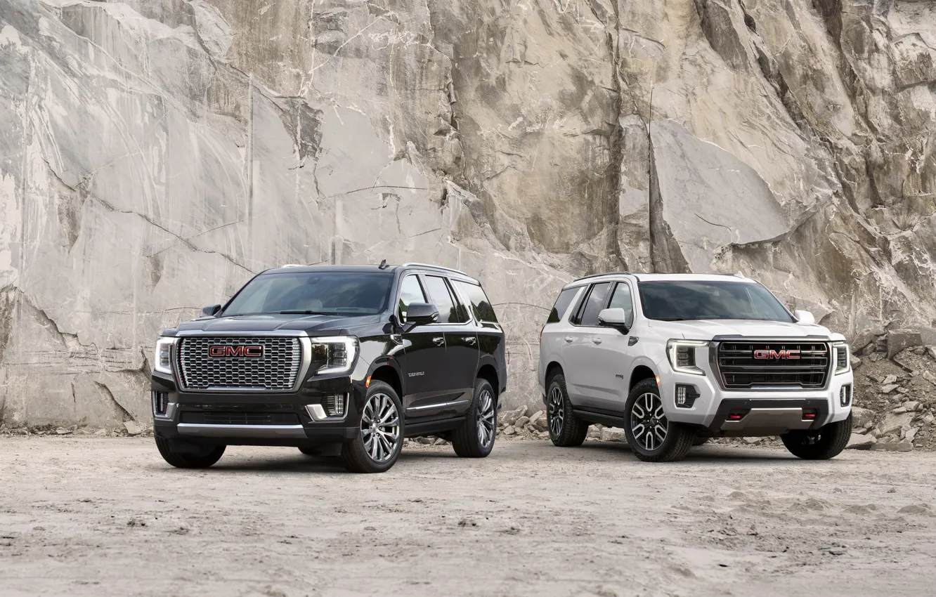 Photo wallpaper rock, GMC, SUV, Denali, Yukon, AT4, 2020, 2021