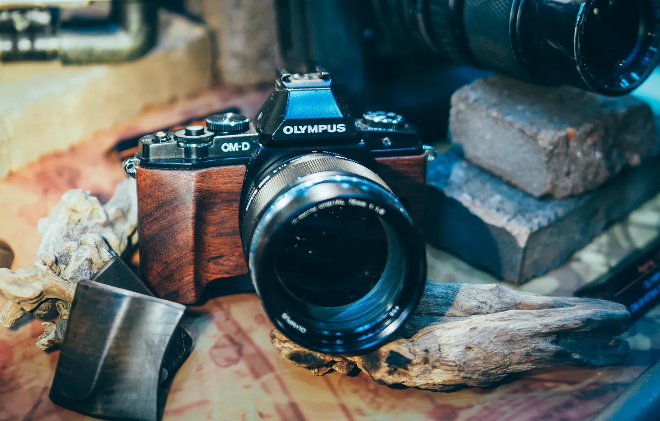 Photo wallpaper design, style, background, the camera, lens, Olympus