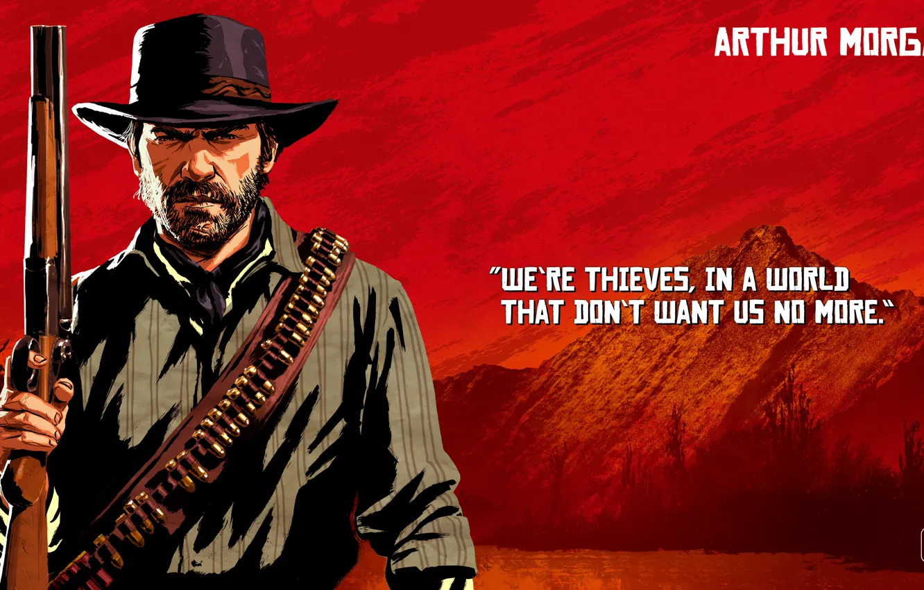 Photo wallpaper art, bandit, Rockstar, Red Dead Redemption 2, Arthur Morgan