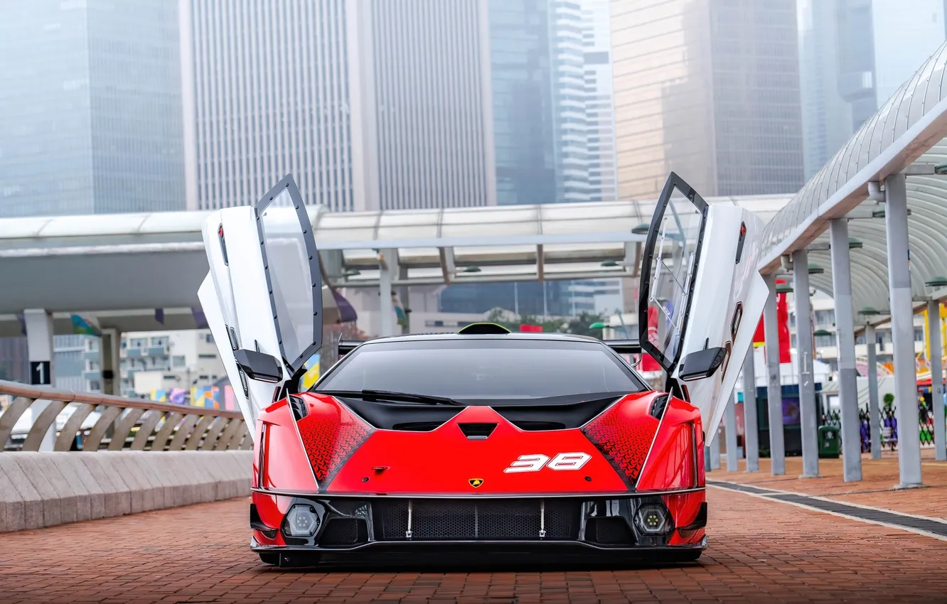 Photo wallpaper city, Lamborghini, door, Lamborghini Essenza SC V12