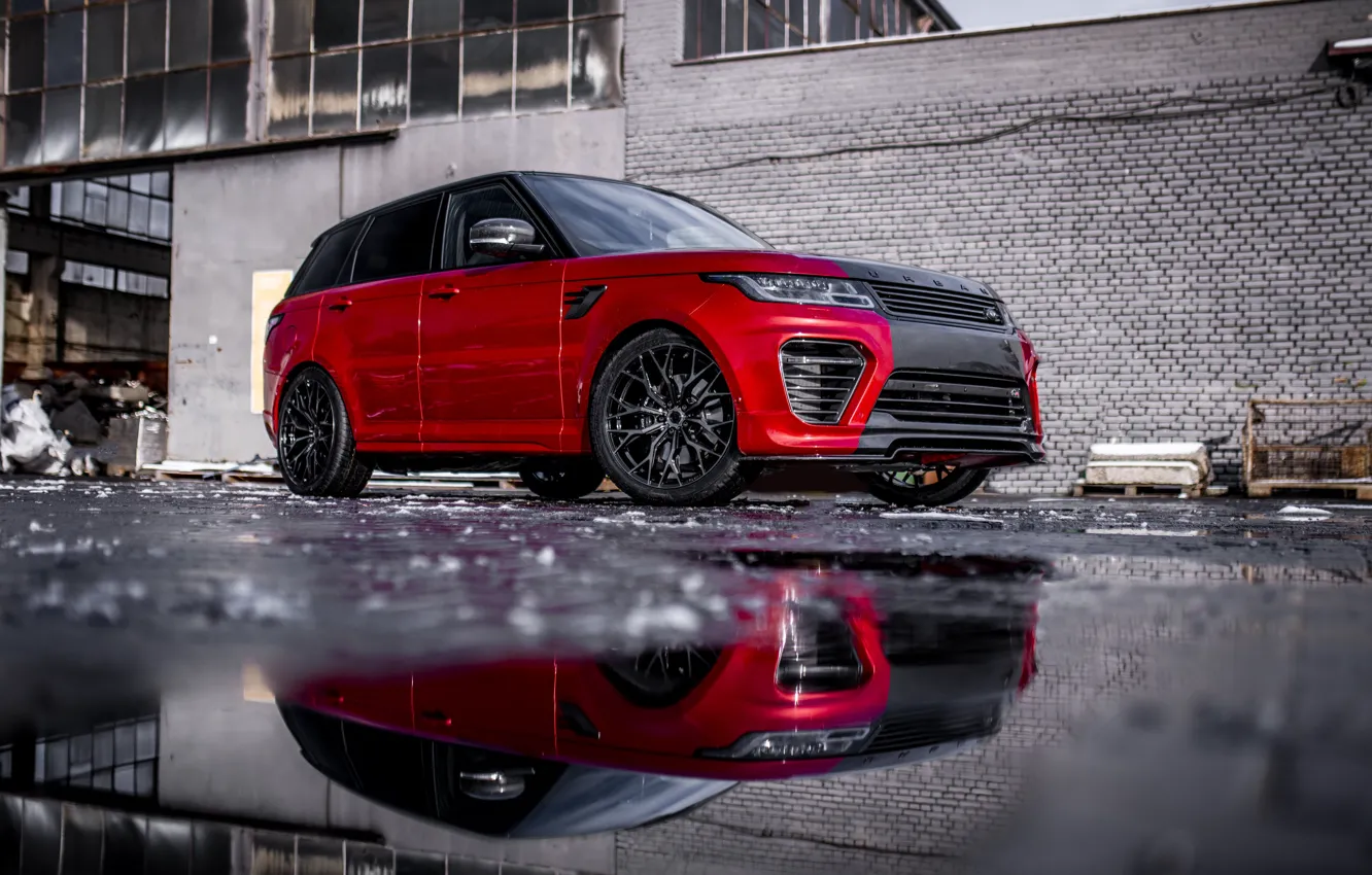Photo wallpaper Land Rover, Range Rover, Wall, Sport, RED, Reflection