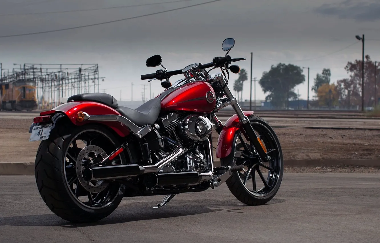 Photo wallpaper Red, Bike, Harley-Davidson, Cruiser