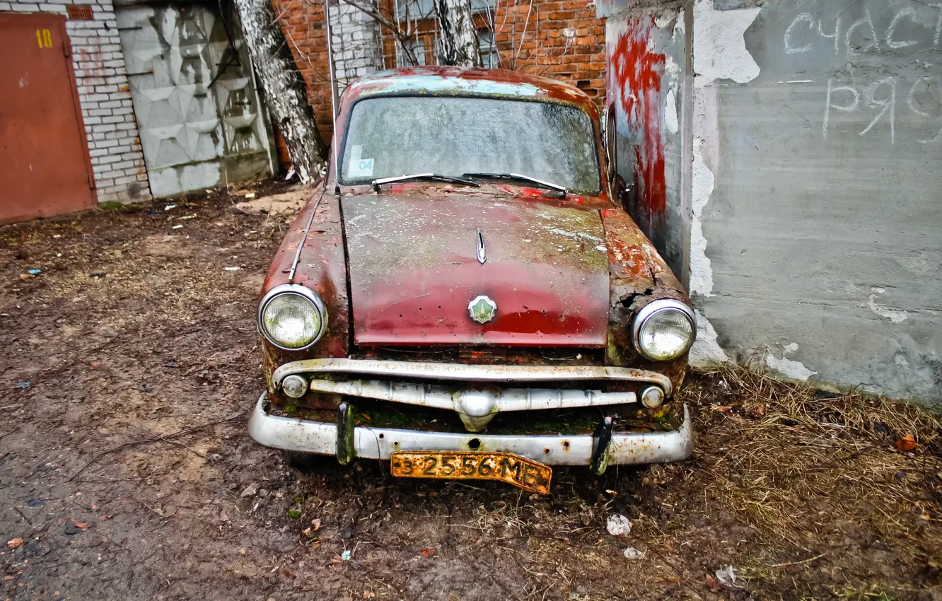 Photo wallpaper ussr, abandoned, Moskvich, Moskvich 402, abandoned car