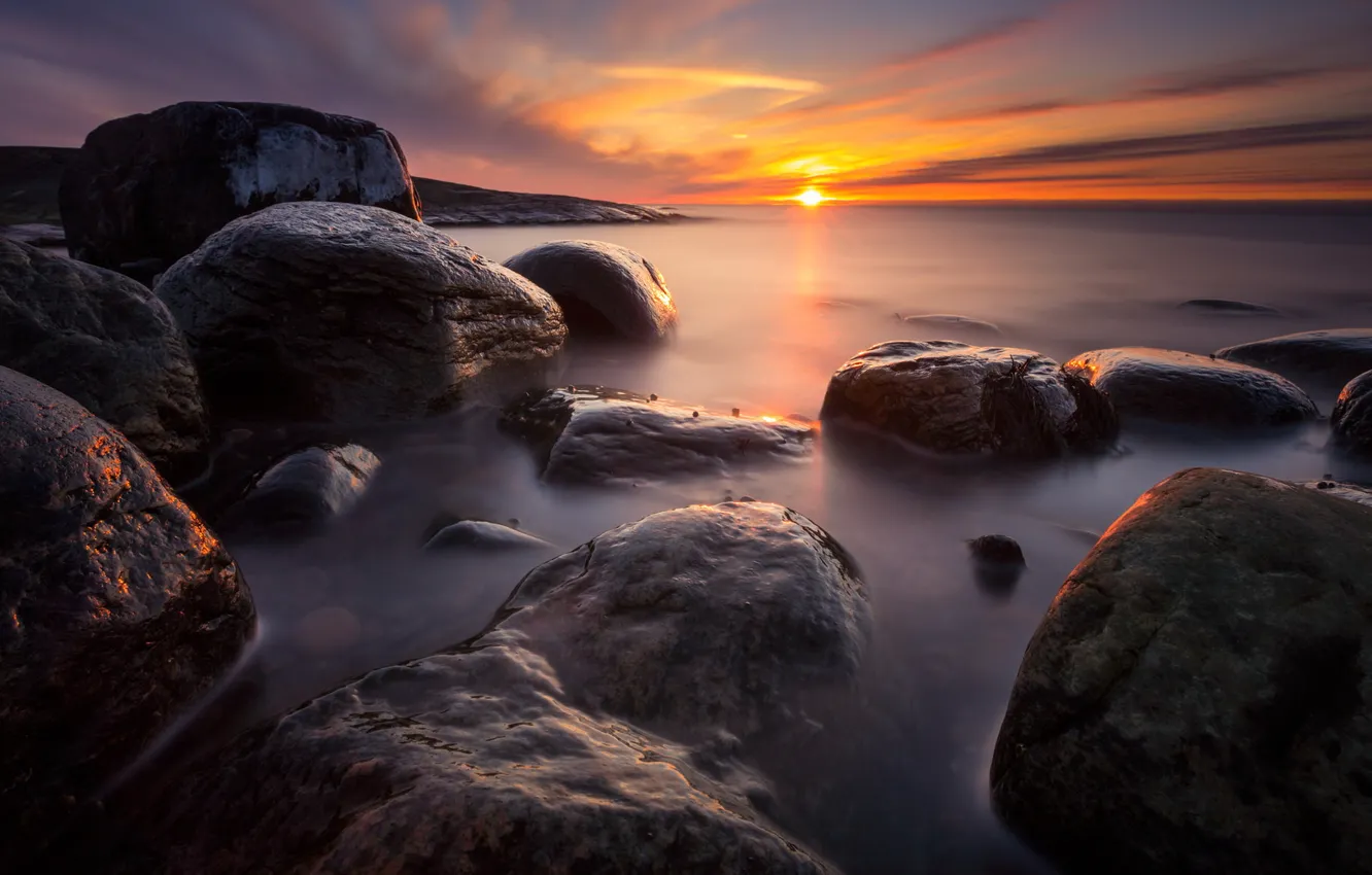 Photo wallpaper Wallpaper from lolita777, boulders, sea, the evening, the ocean, the sky, stones, sunset