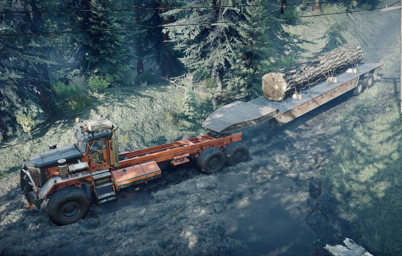 Photo wallpaper HDR, Wood, Water, Game, Trailer, Trees, Mud, UHD
