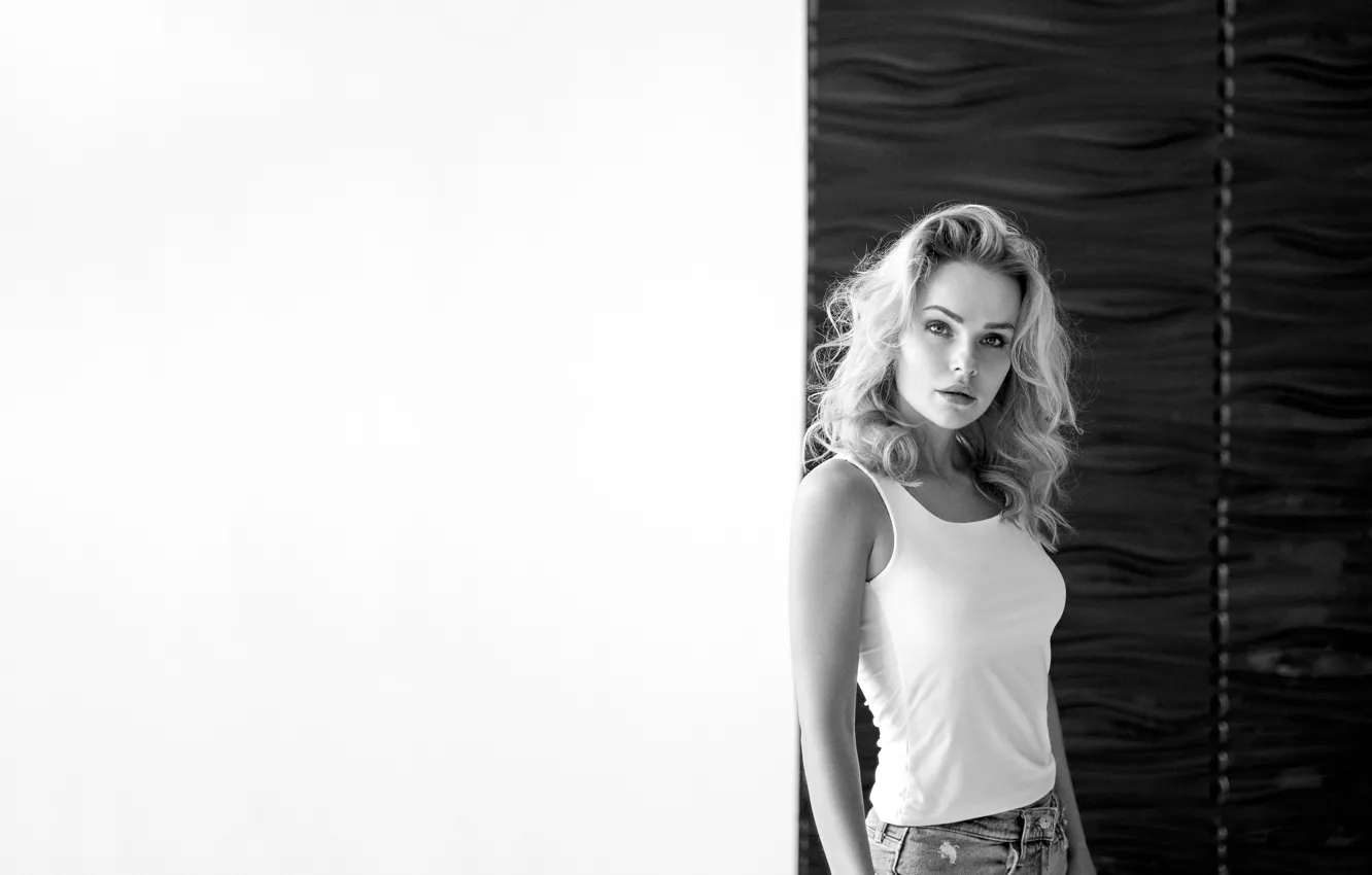 Photo wallpaper look, pose, model, portrait, jeans, makeup, Mike, hairstyle