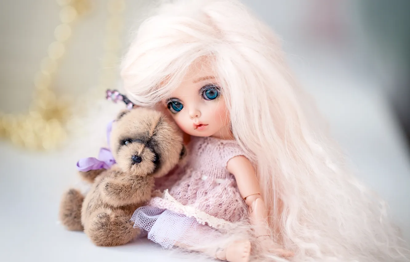 Photo wallpaper hair, toys, doll, bear