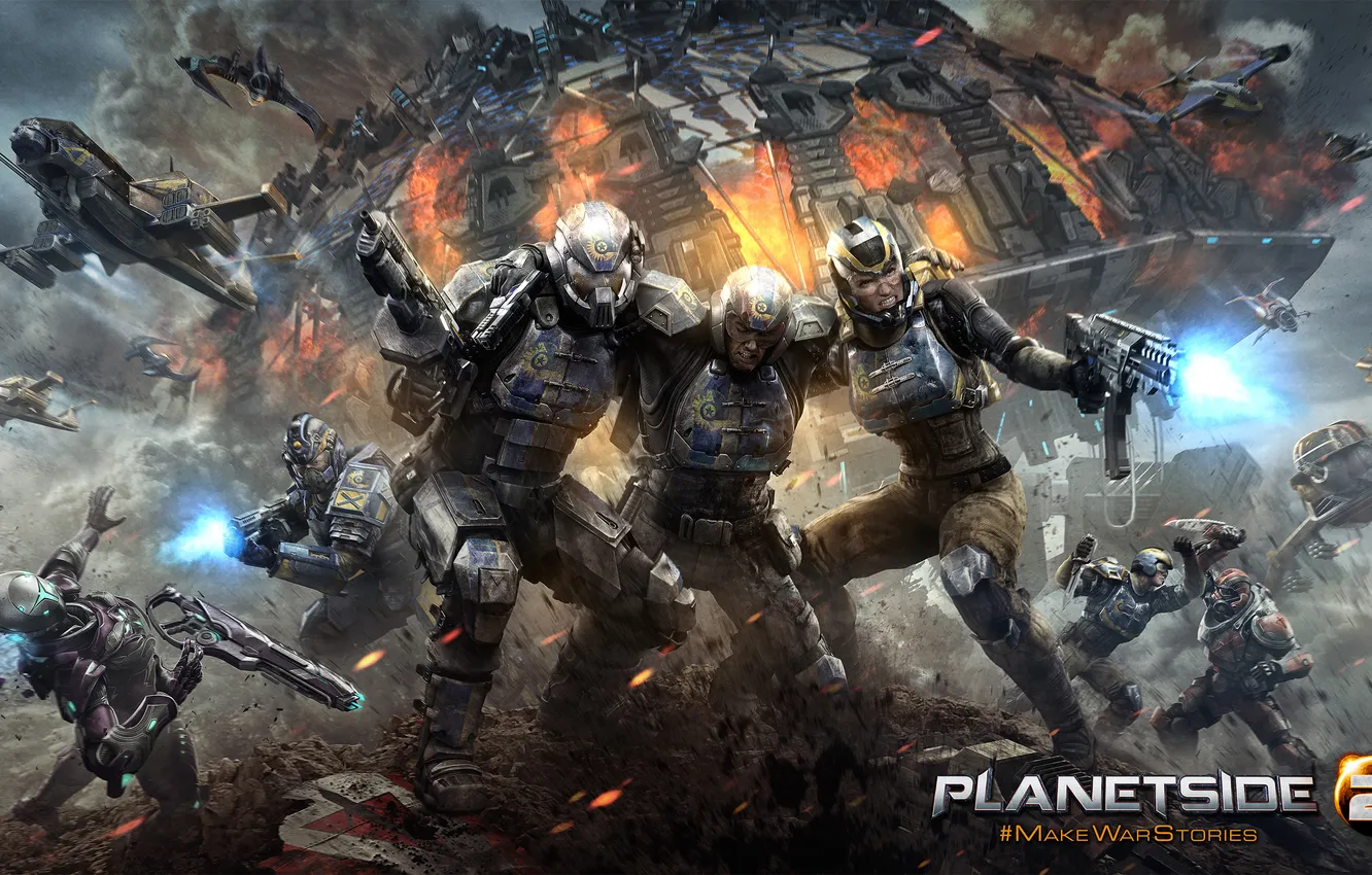 Photo wallpaper the sky, the explosion, lights, weapons, war, ship, battle, logo