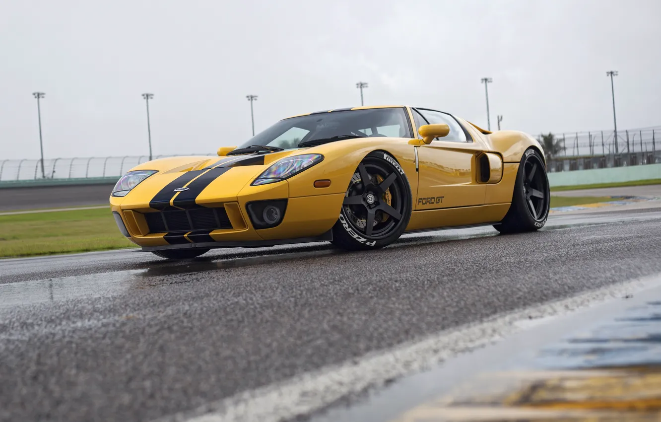 Photo wallpaper Ford GT, yellow, HRE, RS105