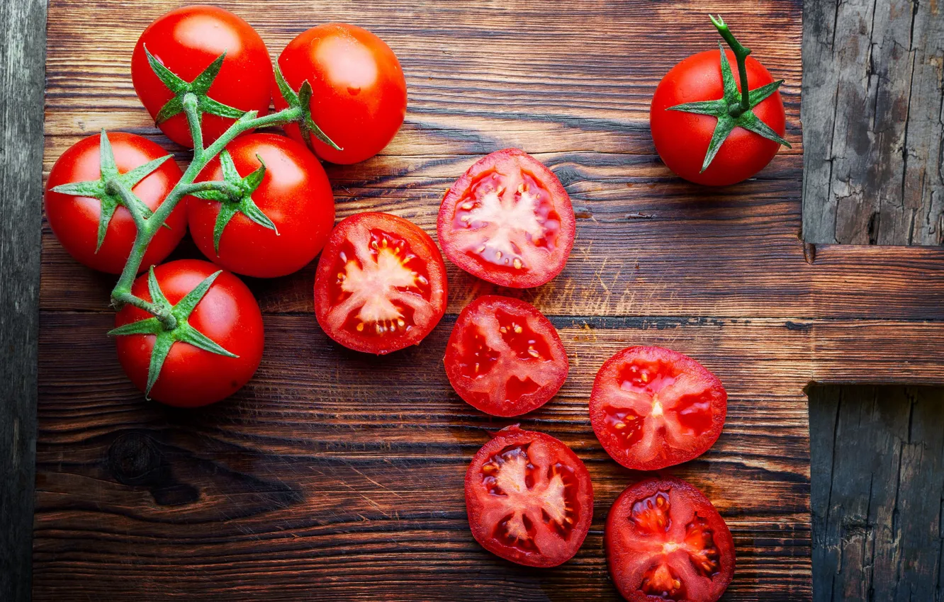 Photo wallpaper Board, tomatoes, tomatoes