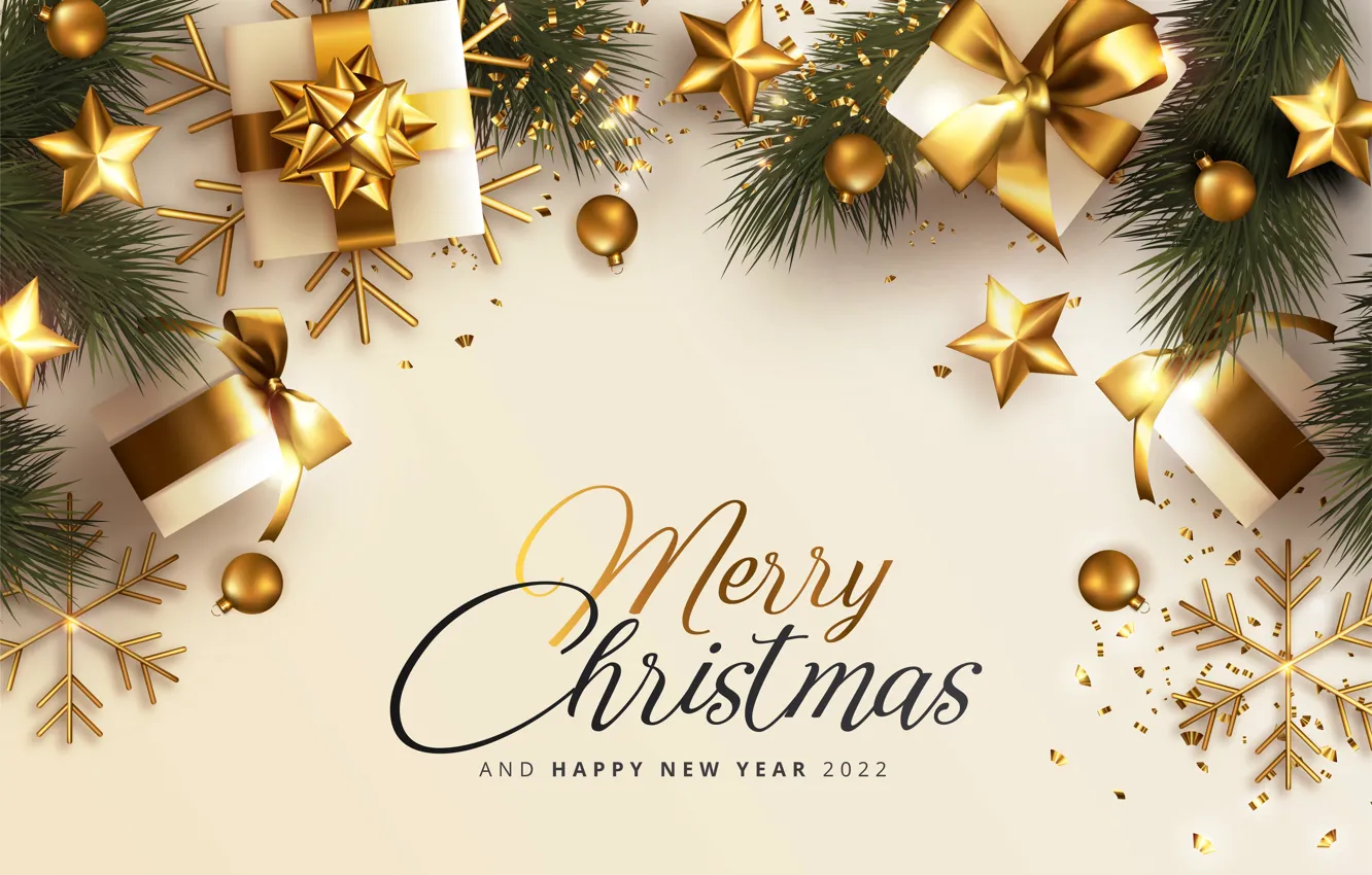 Photo wallpaper stars, decoration, background, gold, new year, Christmas, golden, Christmas