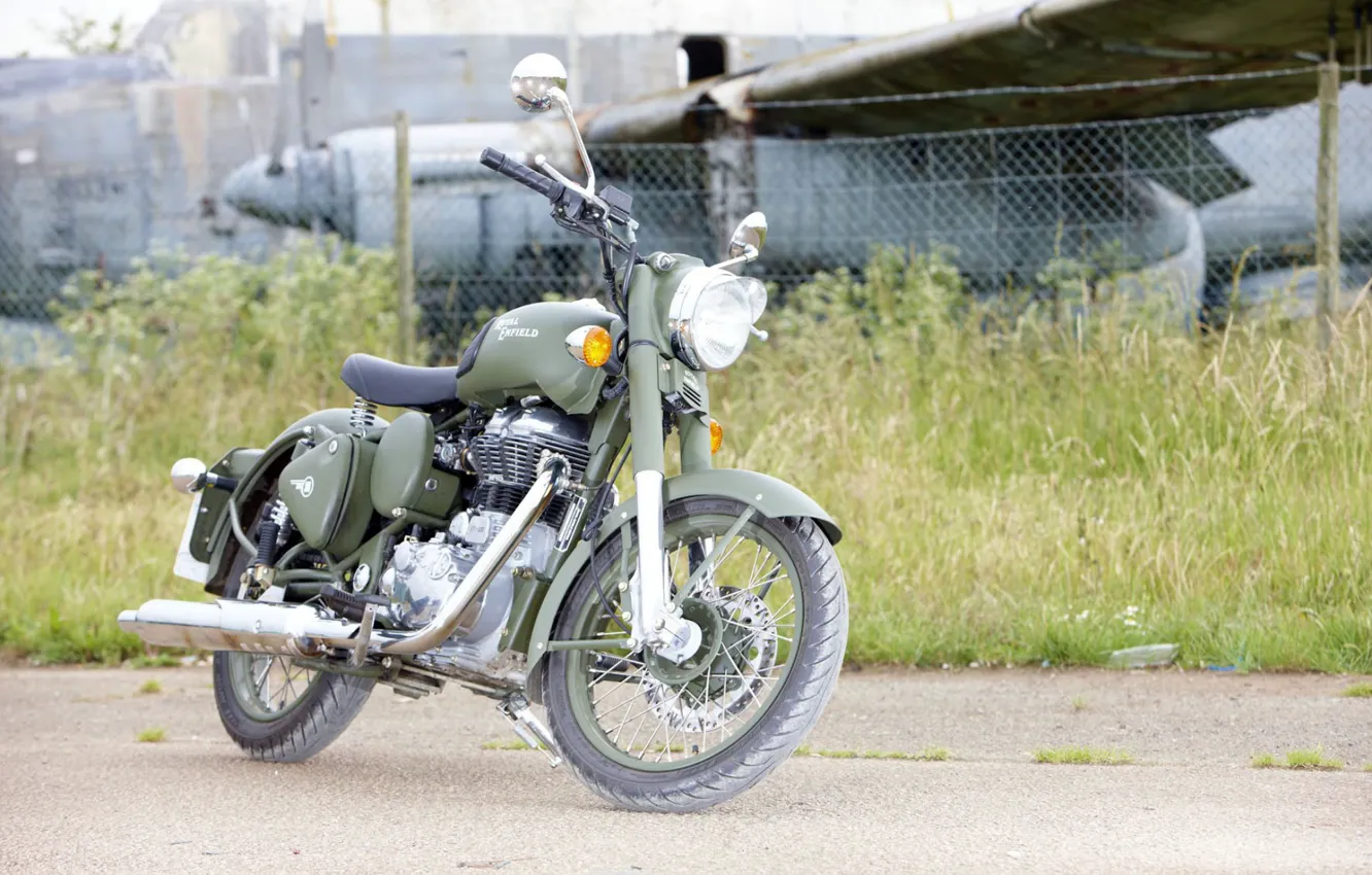 Photo wallpaper motorcycle, Bullet, military, classic, 2013, Royal Enfield