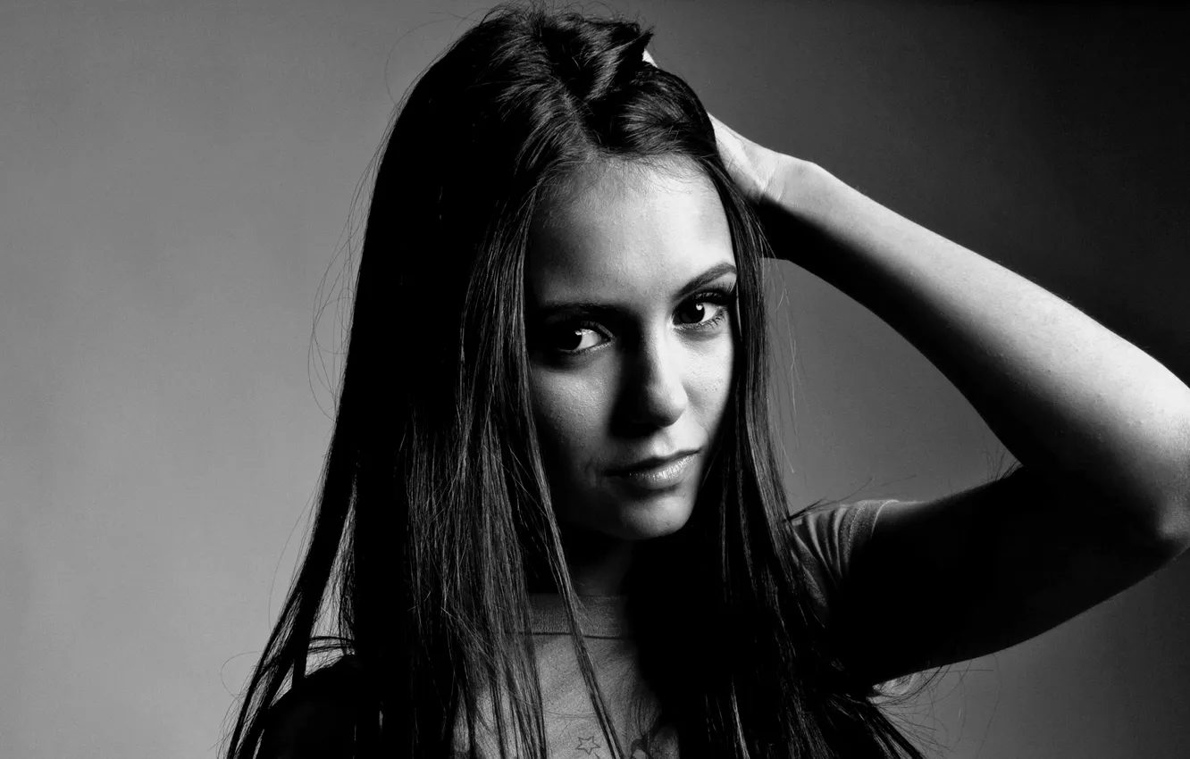 Photo wallpaper girl, cherono, white photos, Beautiful actress Nina Dobrev