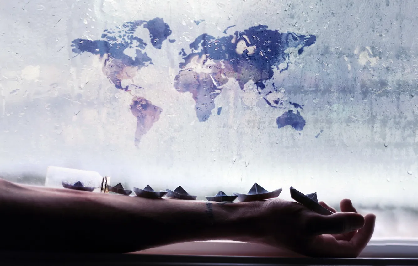 Photo wallpaper style, background, hands, boat