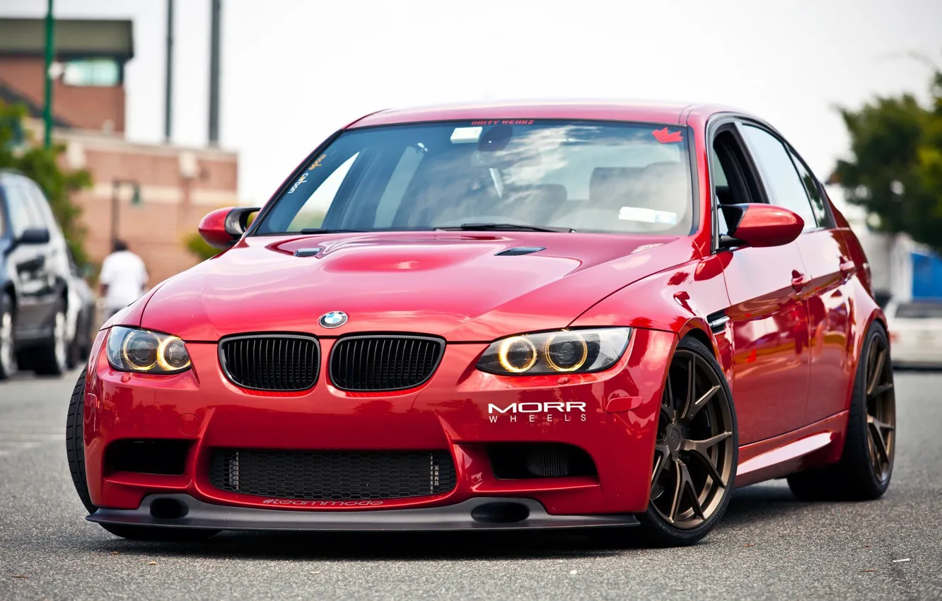 Photo wallpaper bmw, turbo, red, tuning, power, germany, e90, e46