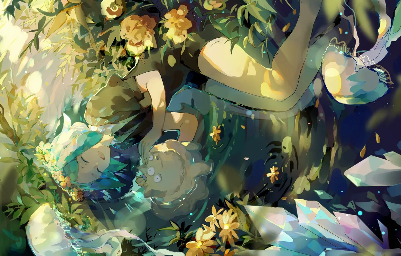 Photo wallpaper girl, crystals, Country Gems, Houseki no kuni