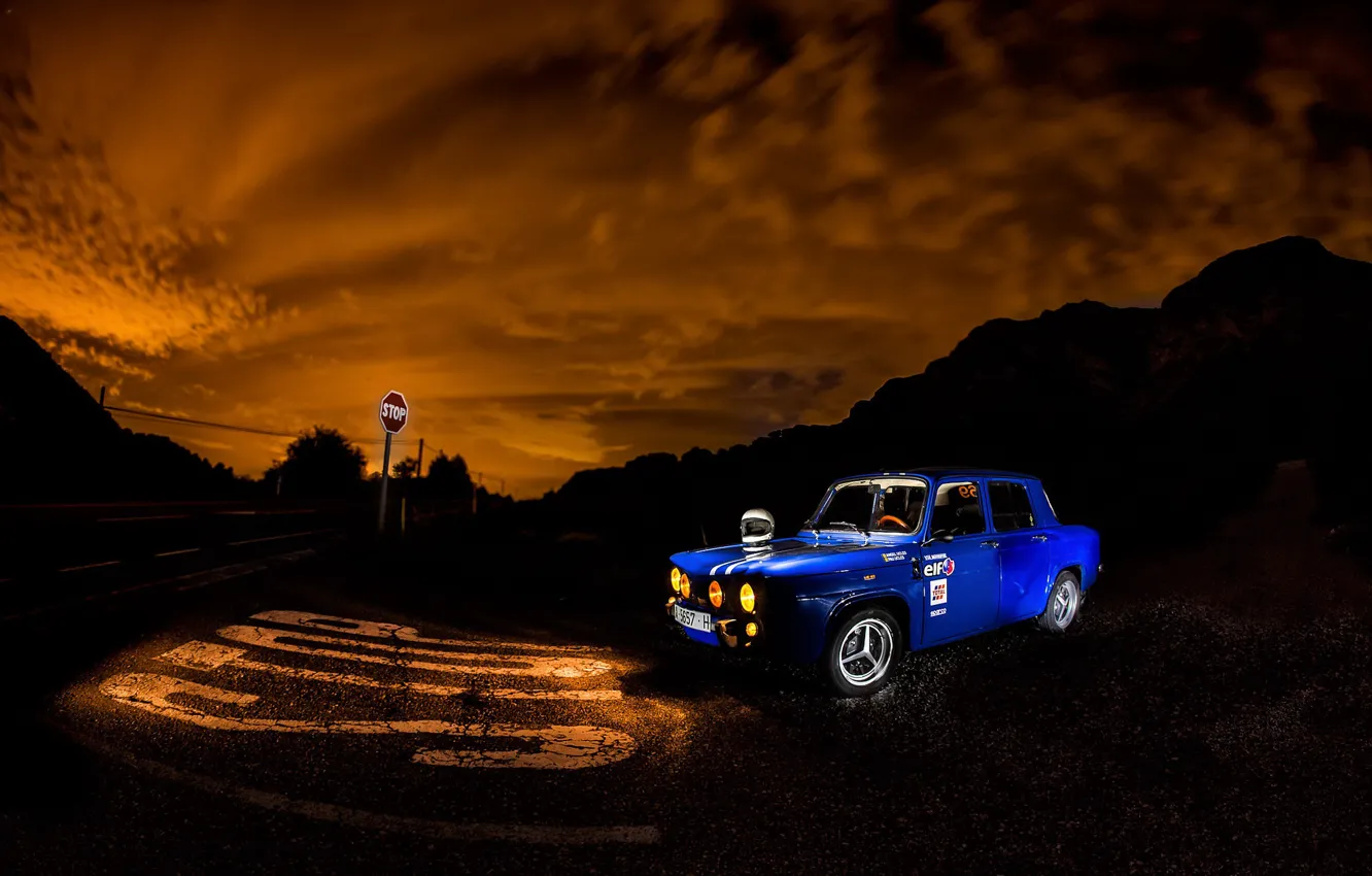 Photo wallpaper road, machine, night