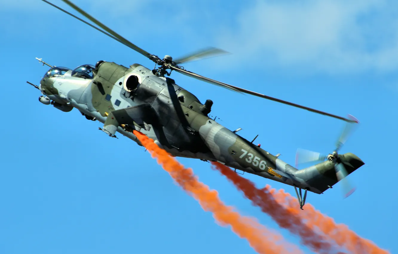 Photo wallpaper flight, helicopter, combat, Mi-24
