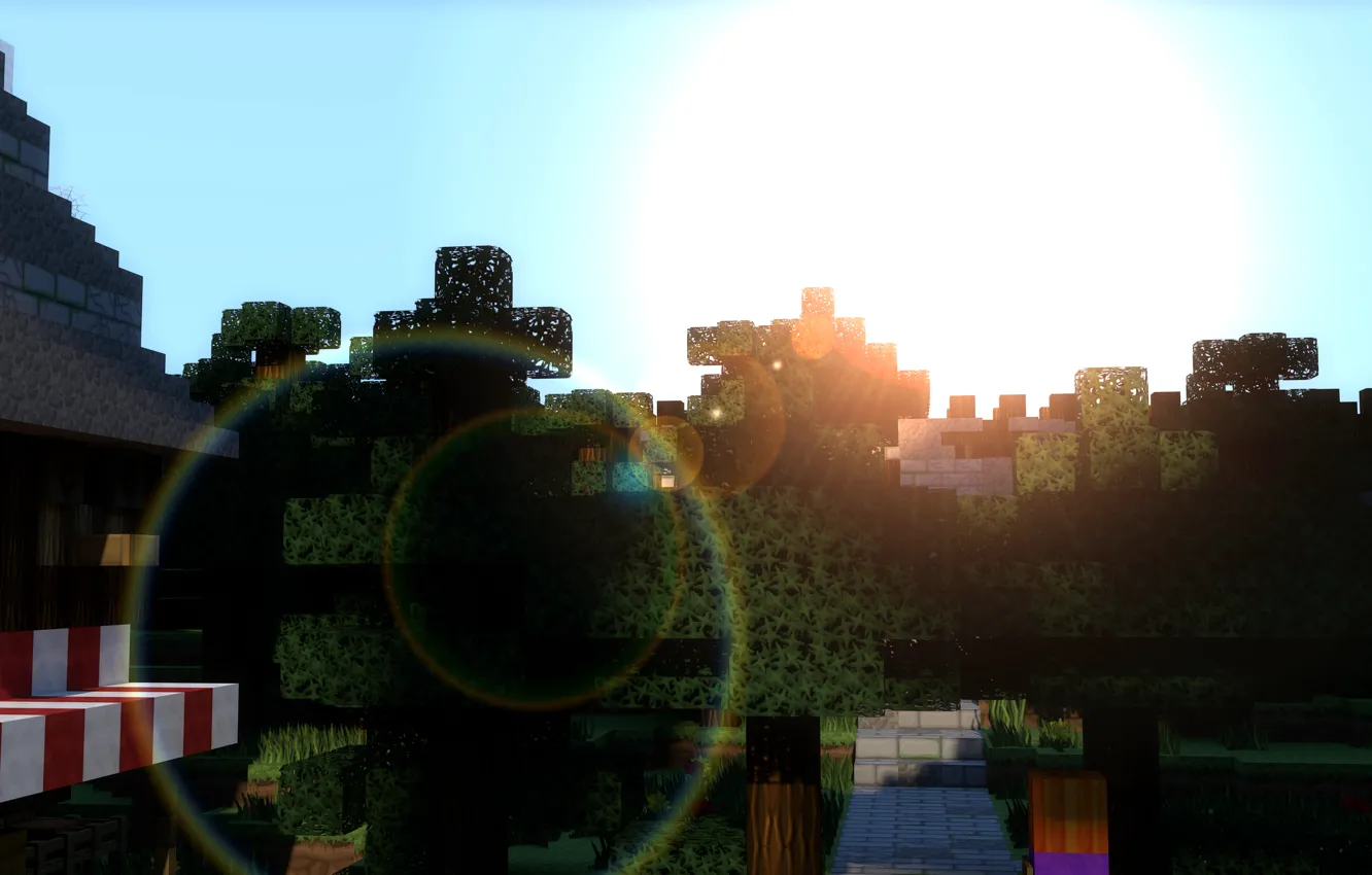 Photo wallpaper city, cinema 4d, wallpaper, forest, sky, trees, big, blue