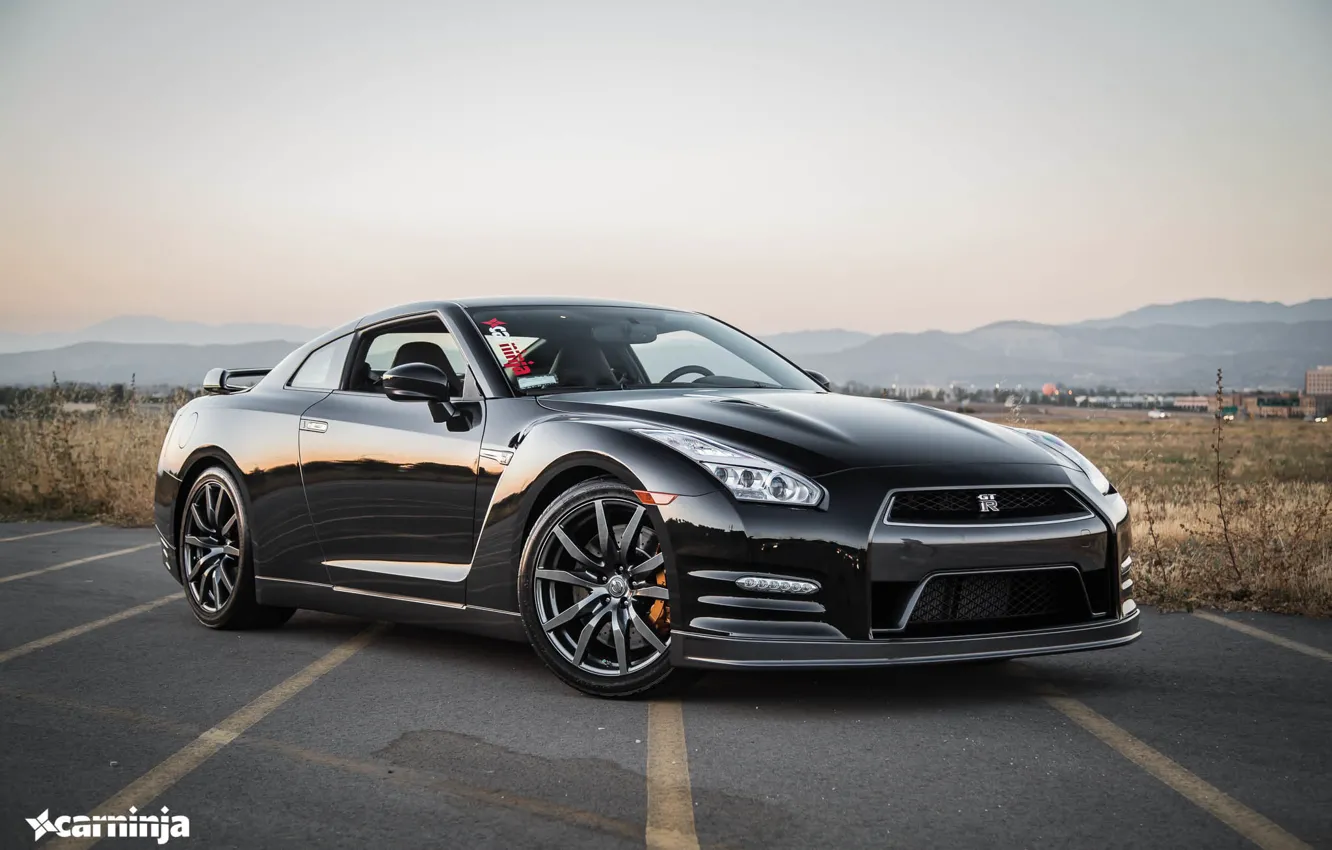 Photo wallpaper car, nissan, black, gtr, ninja