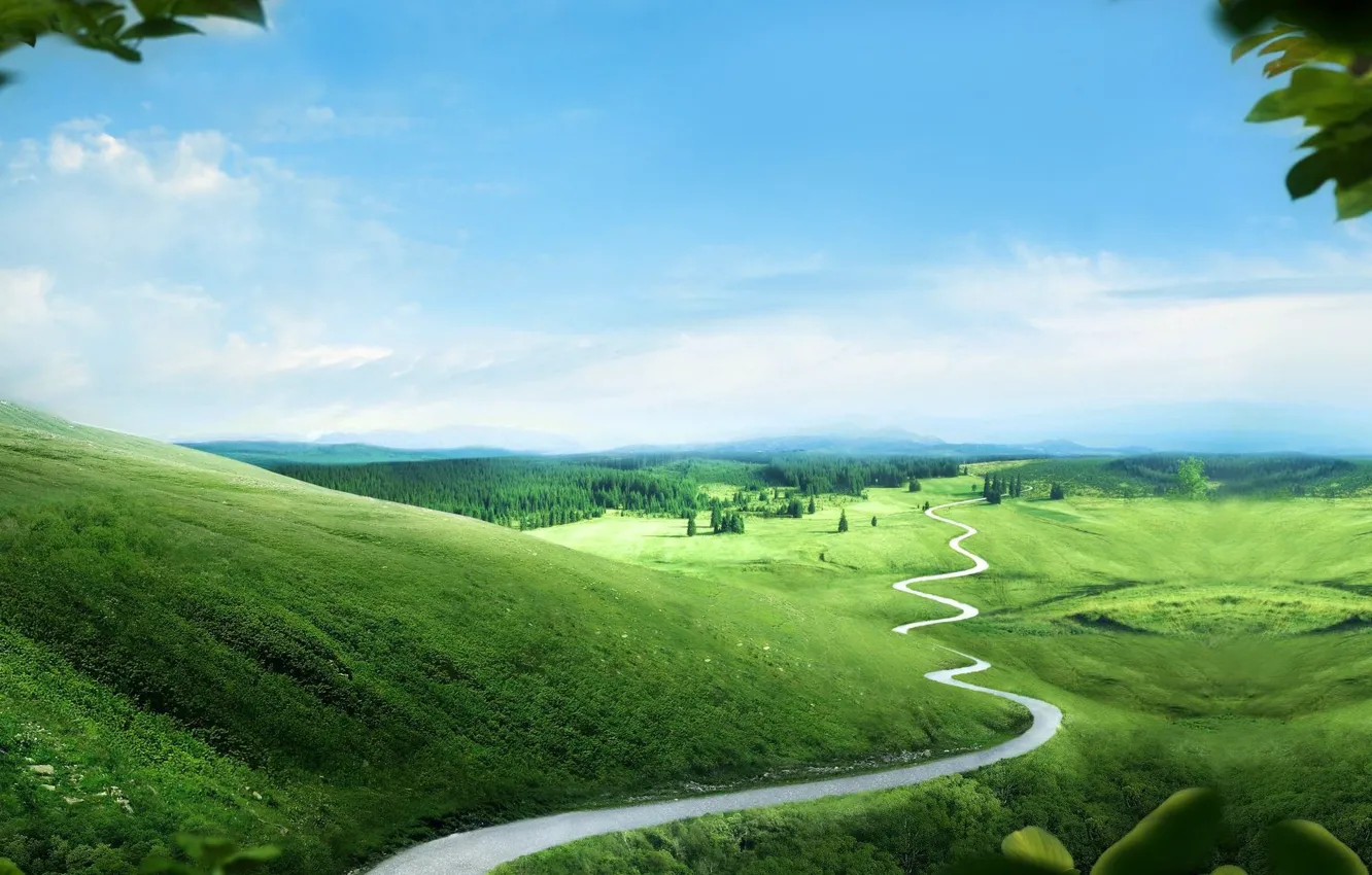 Photo wallpaper road, summer, landscape, nature, landscape
