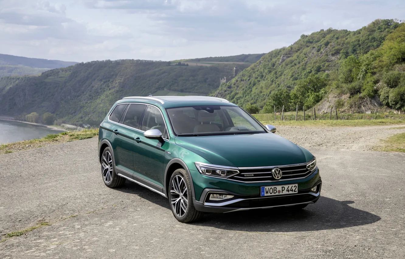 Photo wallpaper mountains, Volkswagen, universal, Passat, dark green, Alltrack, 2019