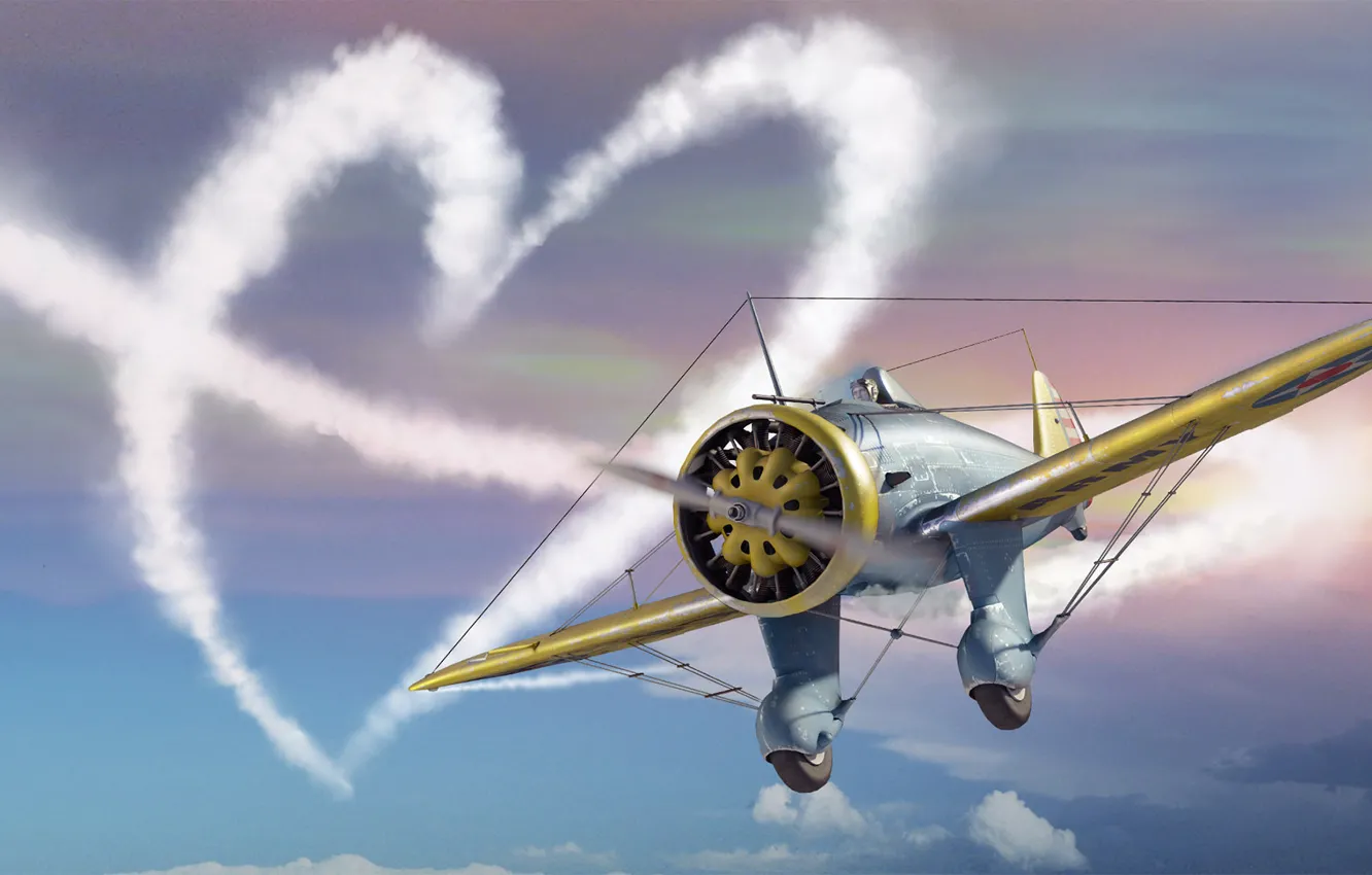 Photo wallpaper Heart, love, the plane, Valentine's day, plane, simulator, MMO, Mac OS